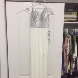 White and Silver Prom Dress
